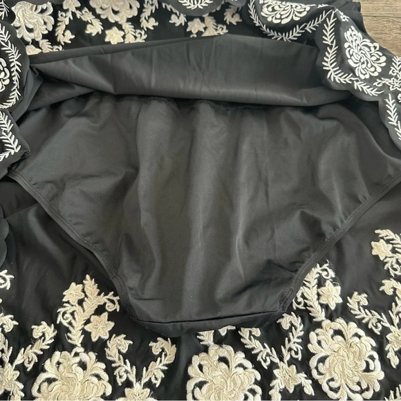 NWT Swimsuits for All Women’s 18 Black Embroidered Swim Dress Swimsuit Modest - Picture 5 of 8
